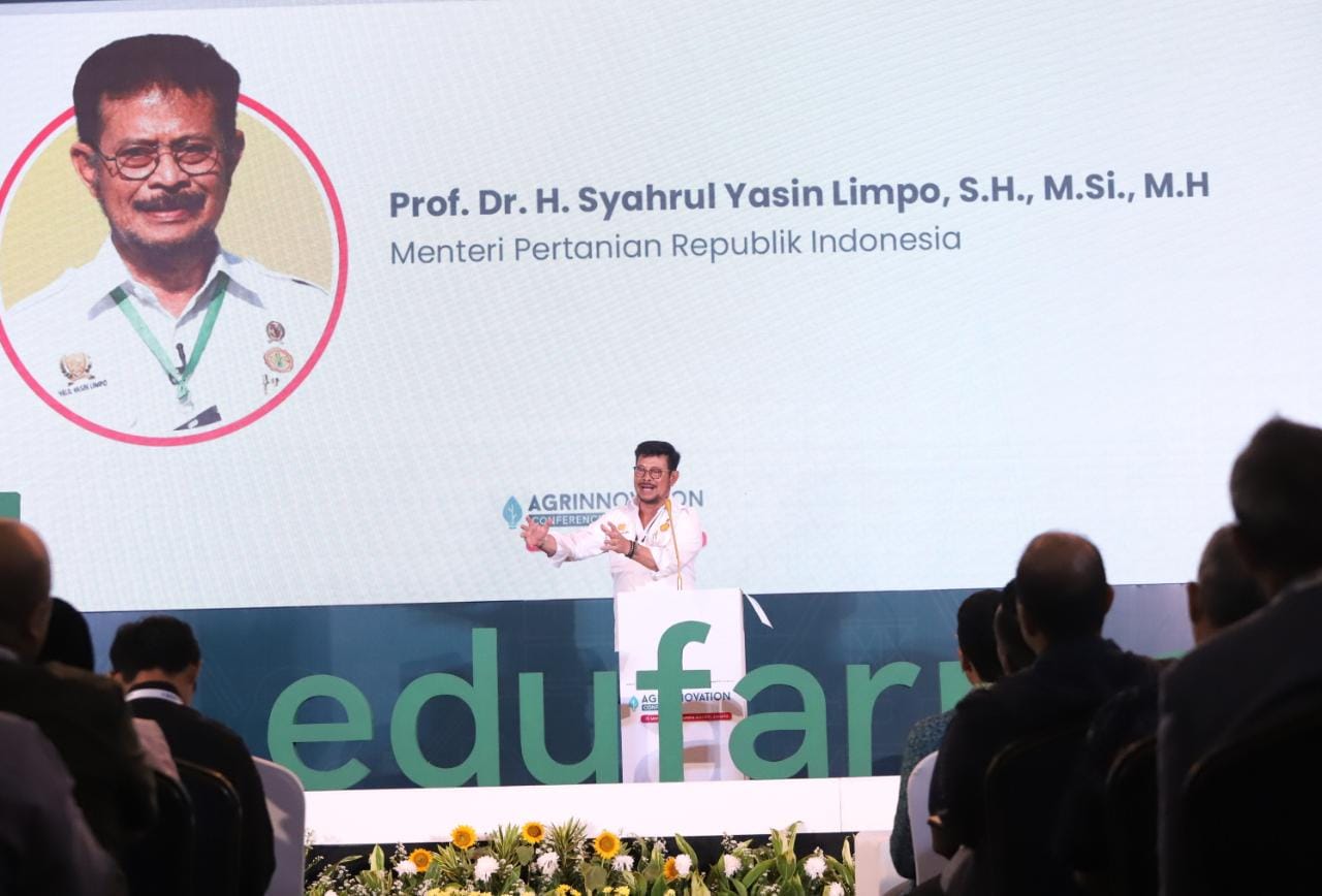 Mentan Syahrul Yasin Limpo menjadi keynote speaker pada acara Agrinnovation Conference di Jakarta, Rabu (15/3/23).
