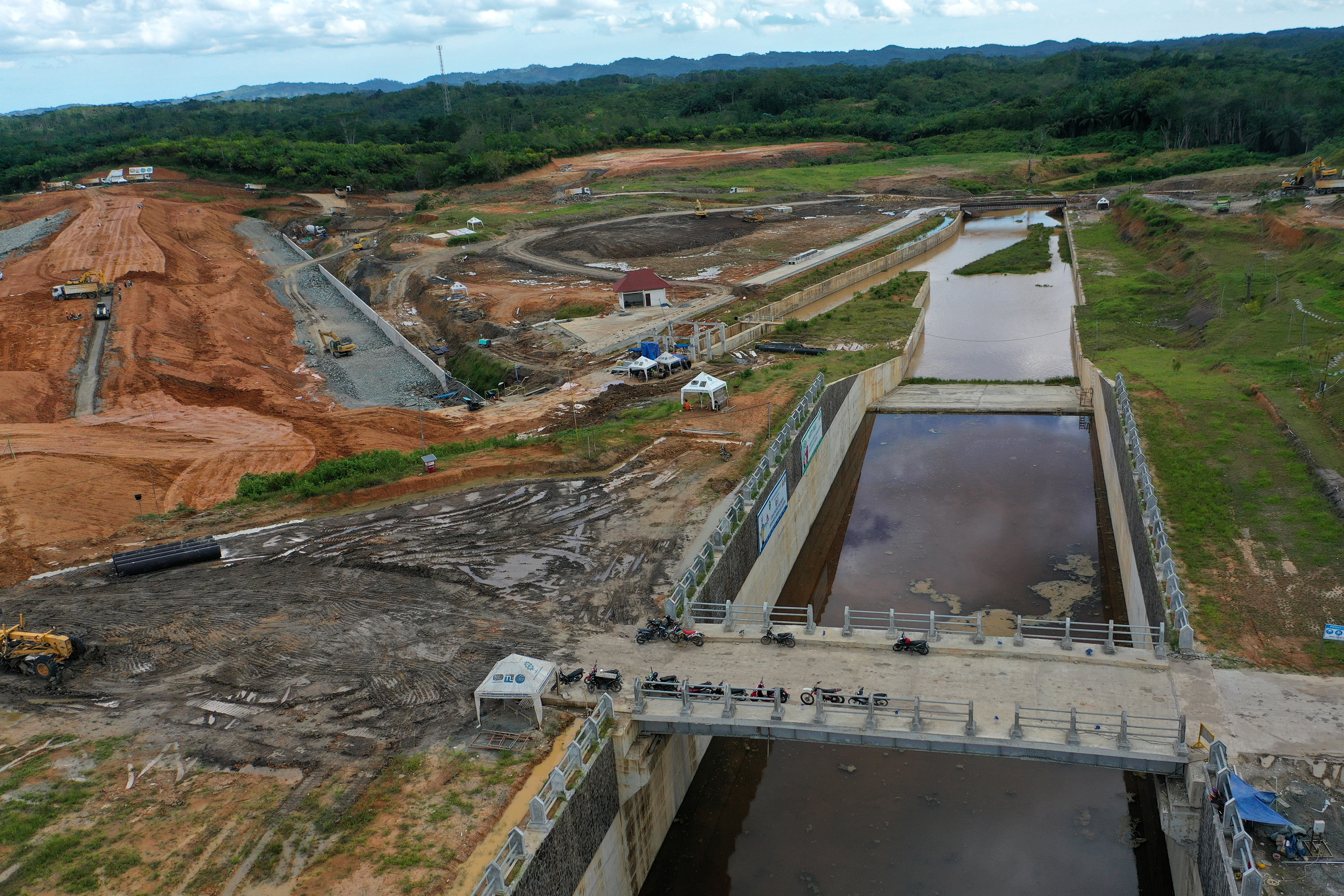 Bendungan Sepaku di Ibu Kota Negara Nusantara. Nantinya akan dibangun instalasi pengolahan air di area bendungan.