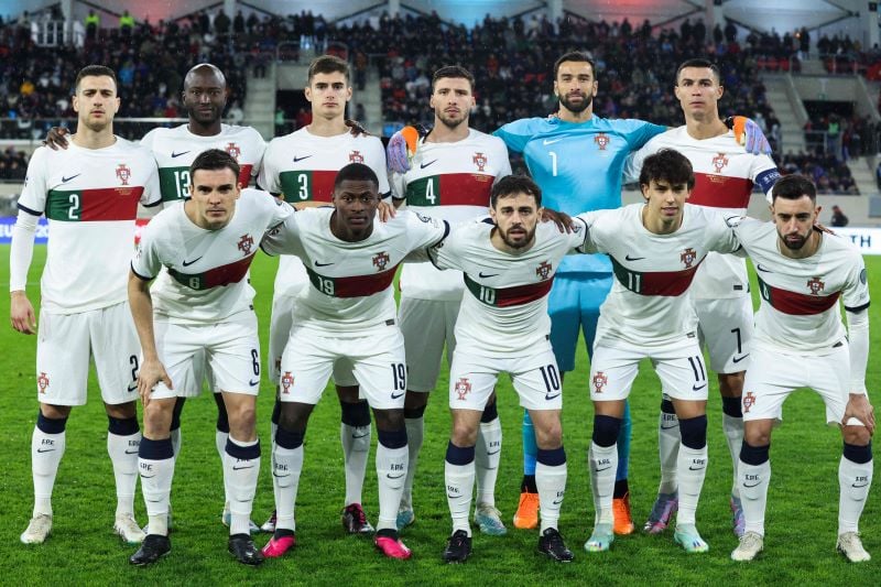 Skuad timnas Portugal saat menghadapi Luksemburg pada laga kedua kualifikasi Piala Eropa 2024, Senin (27/3).