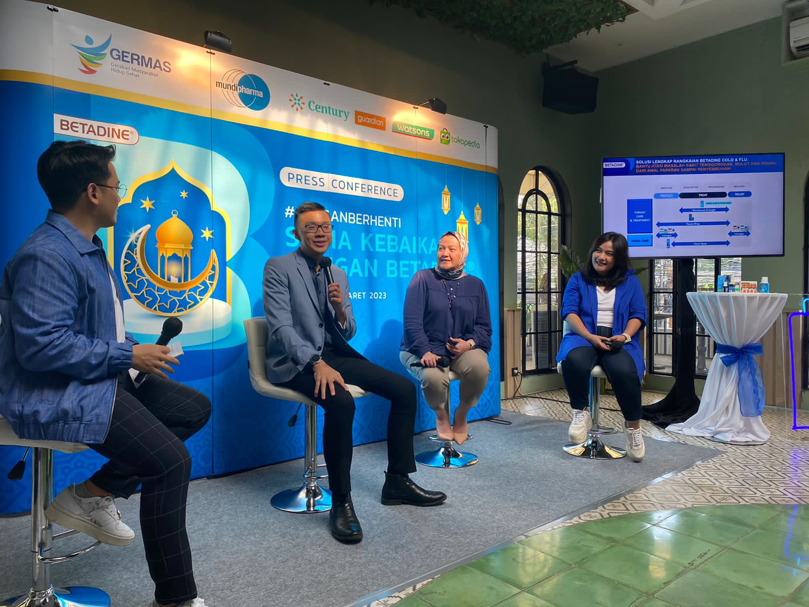 Konferensi pers Sedia Kebaikan dengan Betadine di Jakarta, Kamis (16/3),