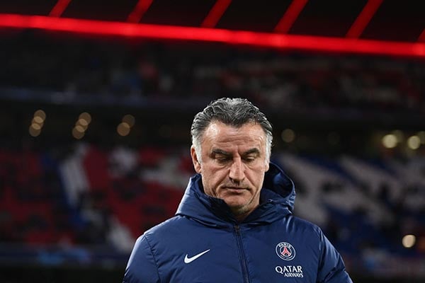 Pelatih PSG Cristophe Galtier pada leg kedua 16 besar Liga Champions