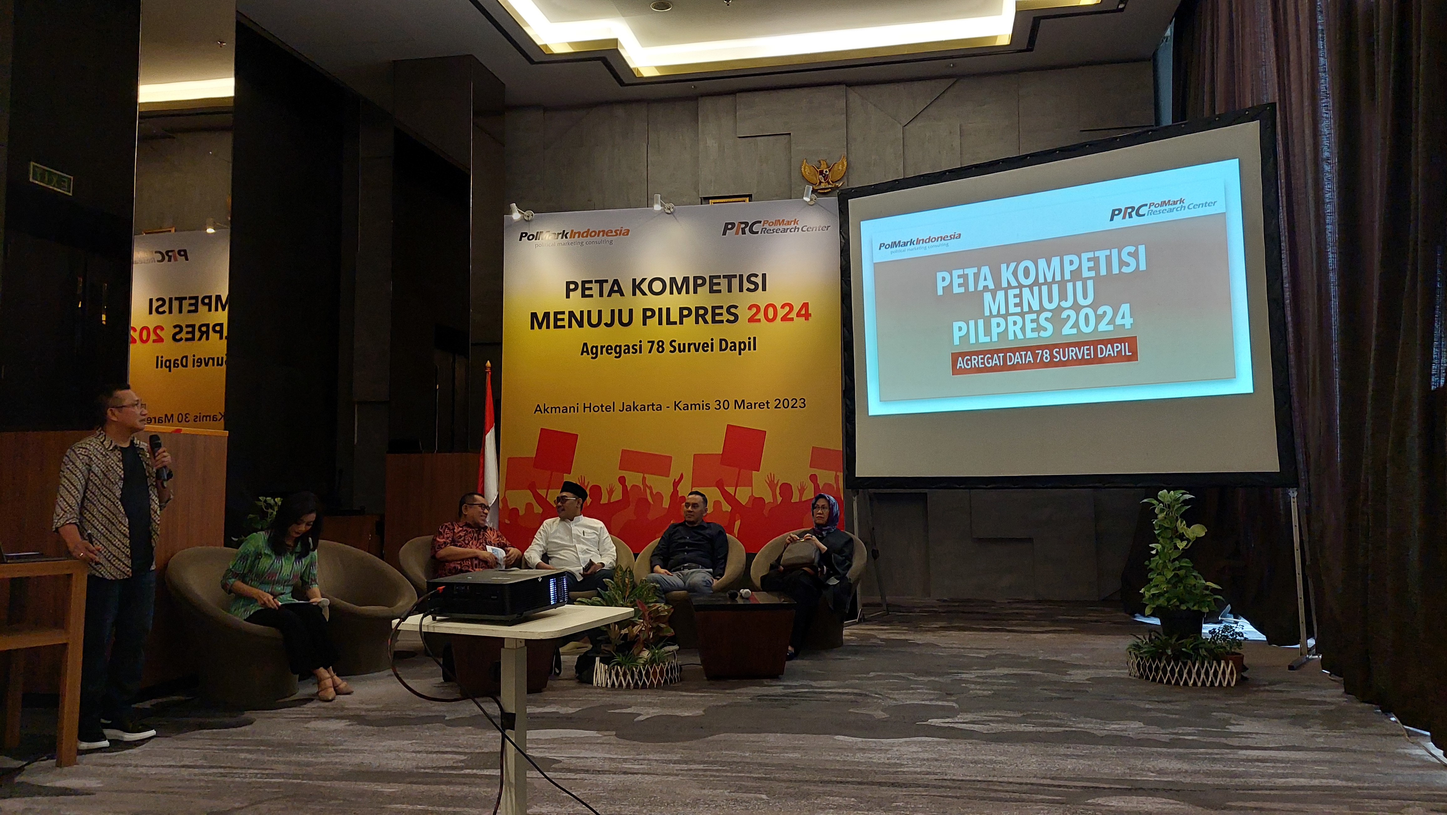 PolMark Indonesia merilis hasil survei elektabilitas Calon Presiden (Capres) 2024.