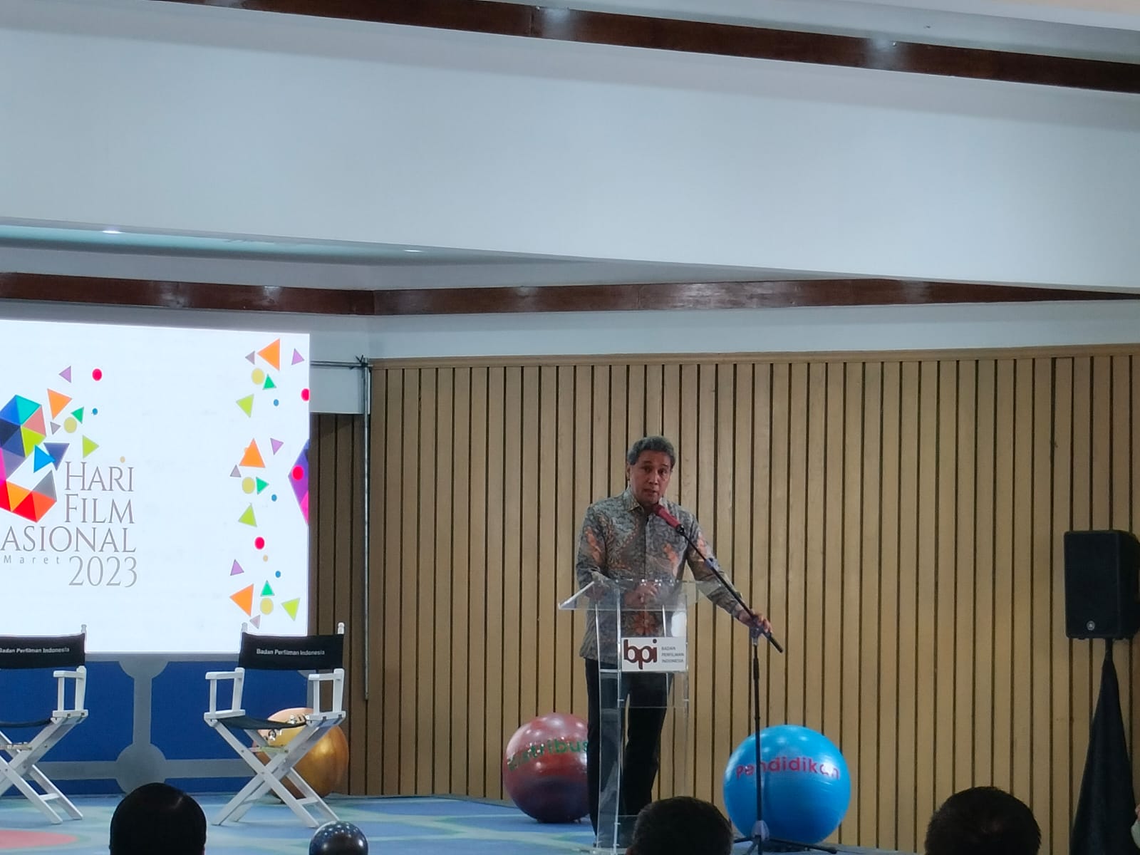 Direktur Jenderal Kebudayaan Kementerian Pendidikan dan Kebudayaan, Hilmar Farid saat membuka rangkaian kegiatan Hari Film Hasional 2023