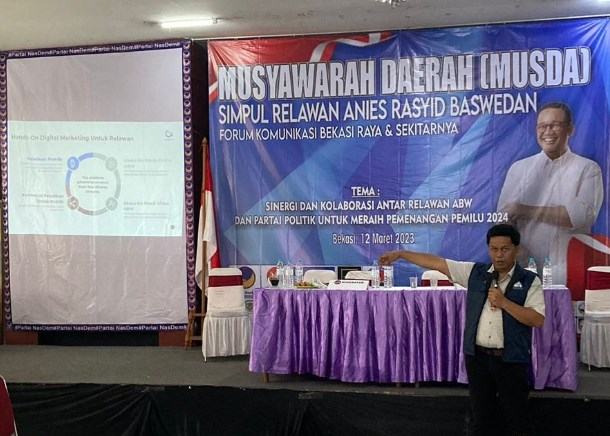 Ganis Irawan di acara peluncuran AniesEdu di Musda Forkom Bekasi Raya.