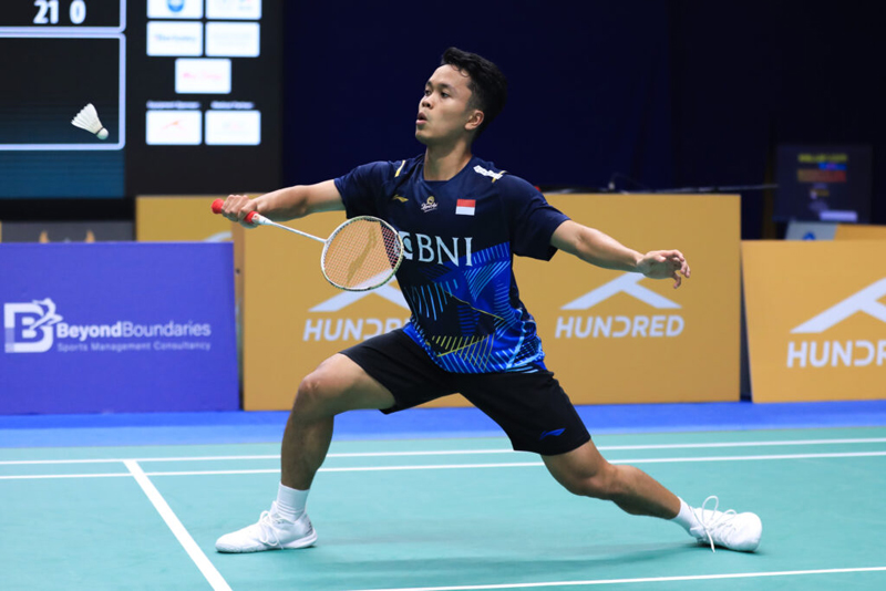 Setelah melalui tiga gim lebih dari 1 jam, tunggal putra Anthony Sinisuka Ginting berhasil menang atas pemain Tiongkok Le Shi Feng  10-21, 2