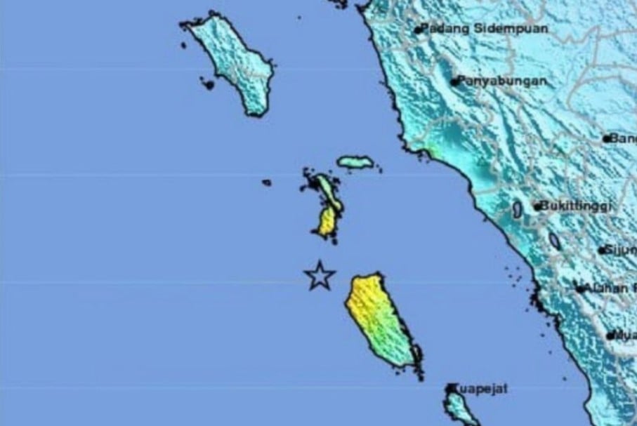 Pusat gempa Mentawai yang guncangannya terasa hingga Padang.