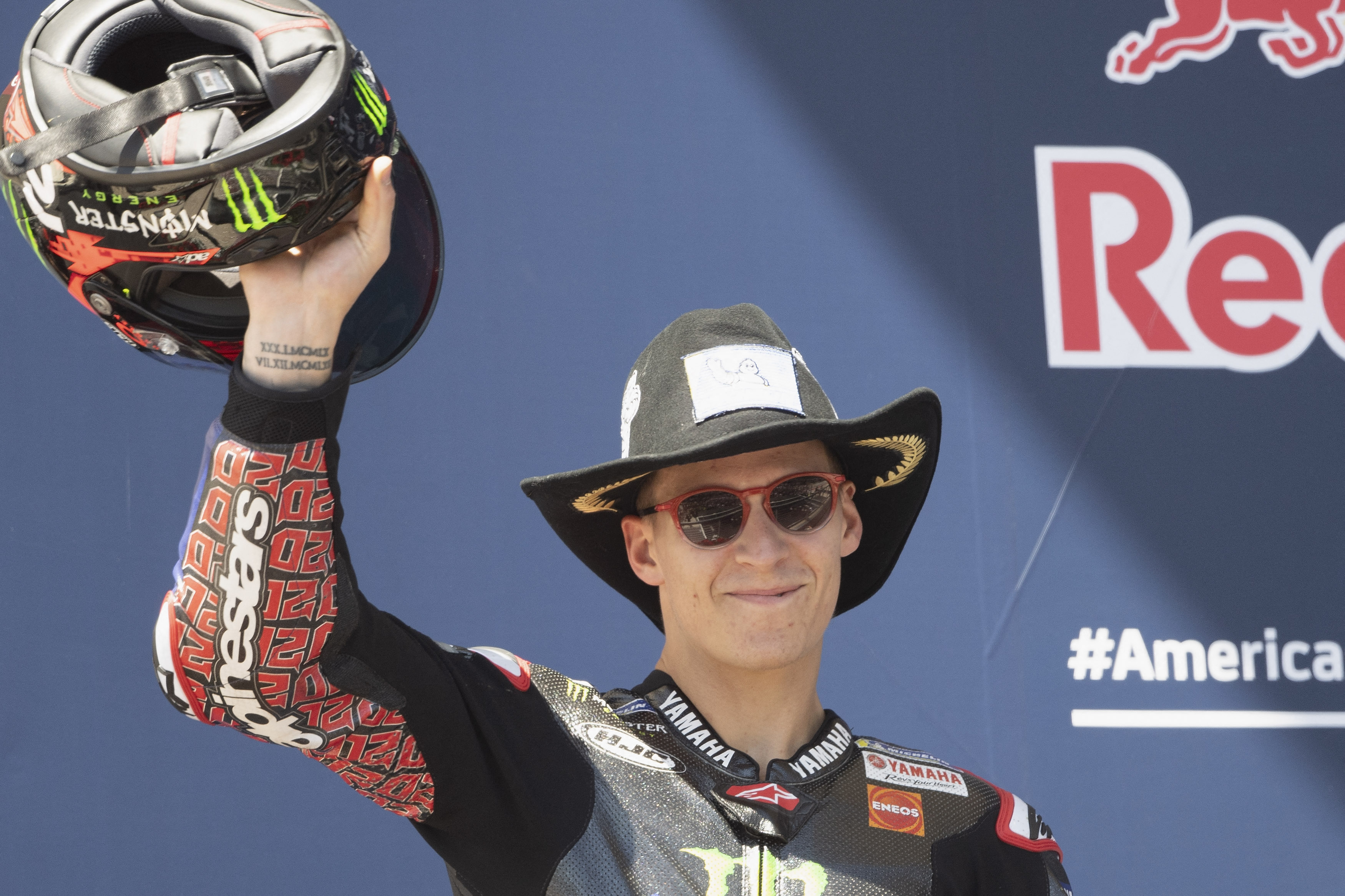 Pembalap Monster Energy Yamaha Fabio Quartararo di podium GP Amerika.
