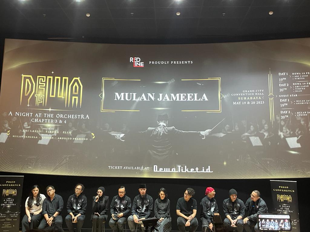 Jumpa pers persiapan konser orkestra Dewa 19, di Jakarta, Selasa (11 /4). 