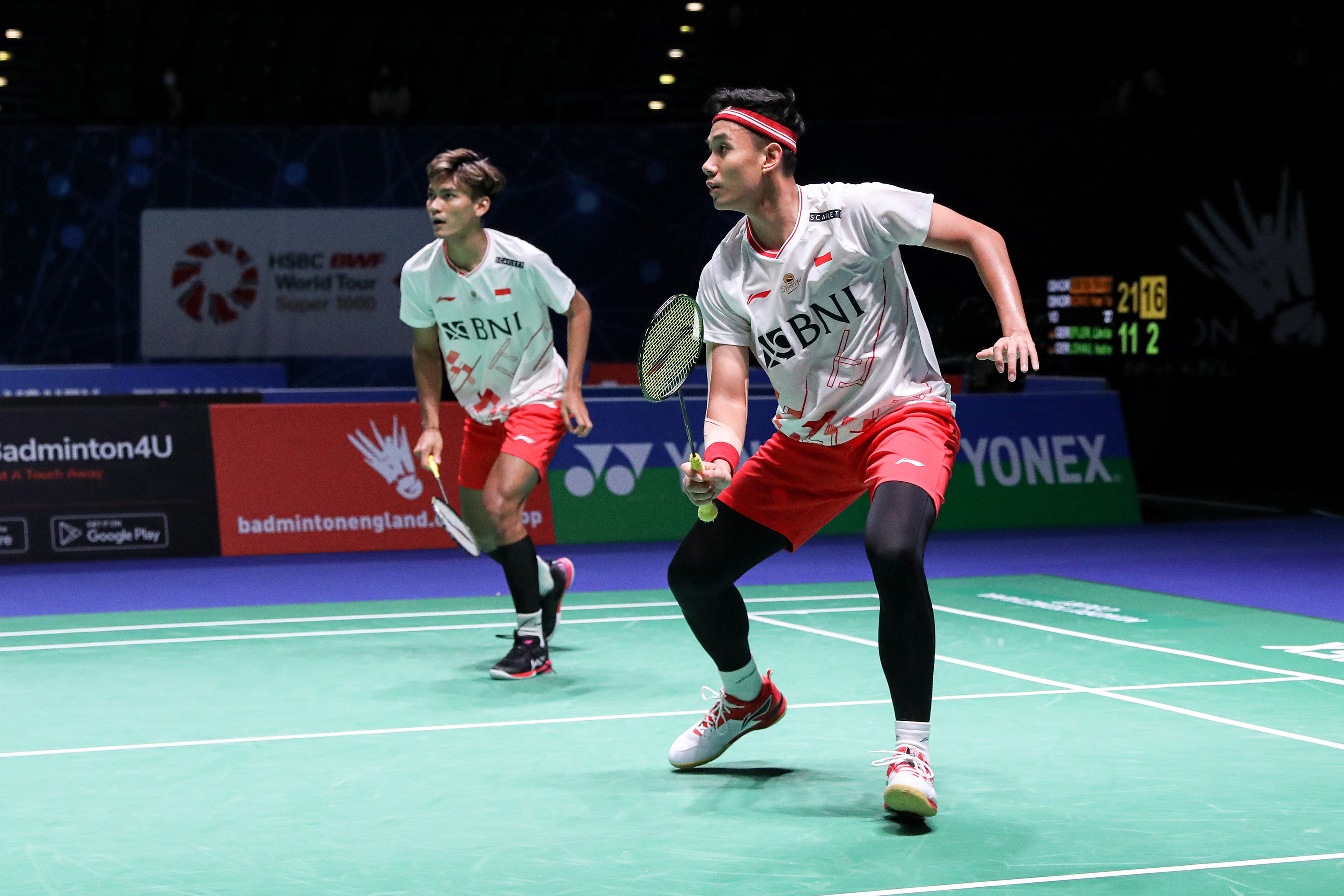 GANDA putra Indonesia Bagas/Fikri dikalahkan wakil Tiongkok Chen Bo Yang/Liu Yi pada partai final, Minggu (9/4).