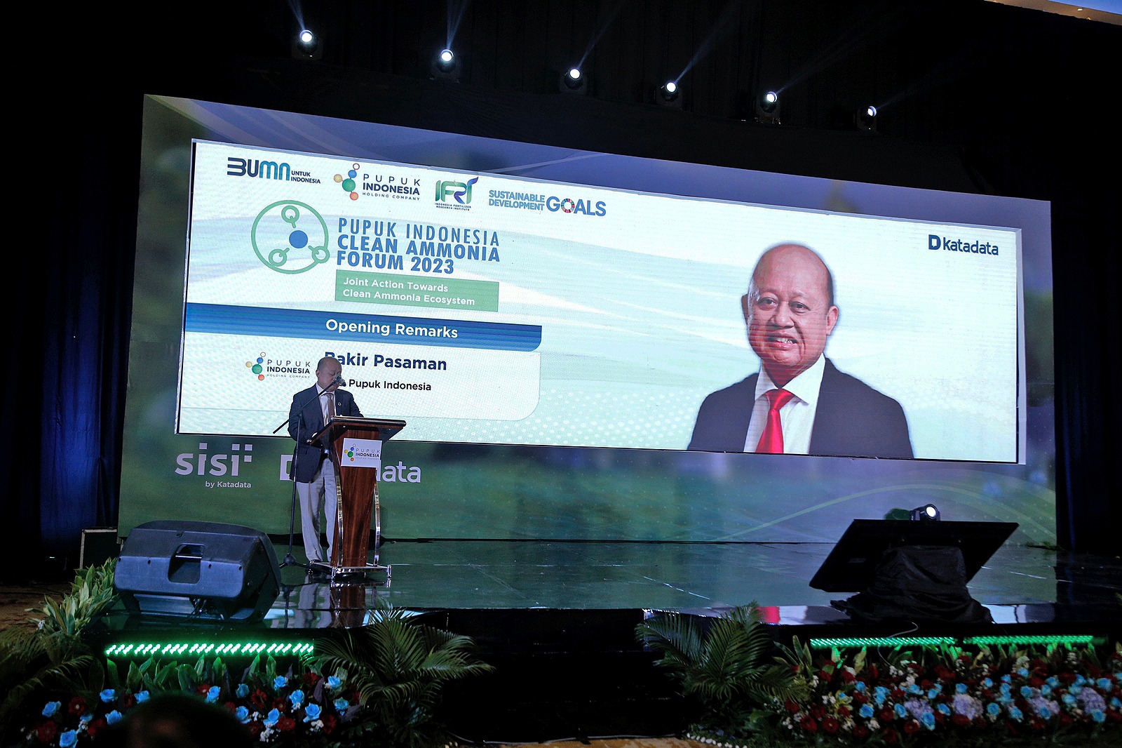 Direktur Utama Pupuk Indonesia Bakir Pasaman di Pupuk Indonesia Clean Ammonia Forum 2023.