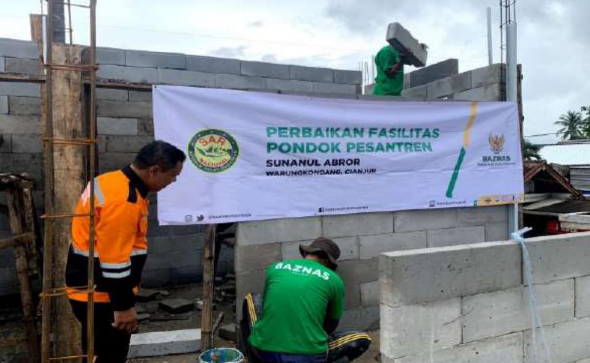 BAZNAS telah menyalurkan bantuan renovasi bagi 10 pondok pesantren (ponpes) yang rusak akibat gempa Cianjur.
