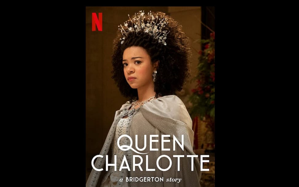 Poster serial Netflix Queen Charlotte: A Bridgerton Story.