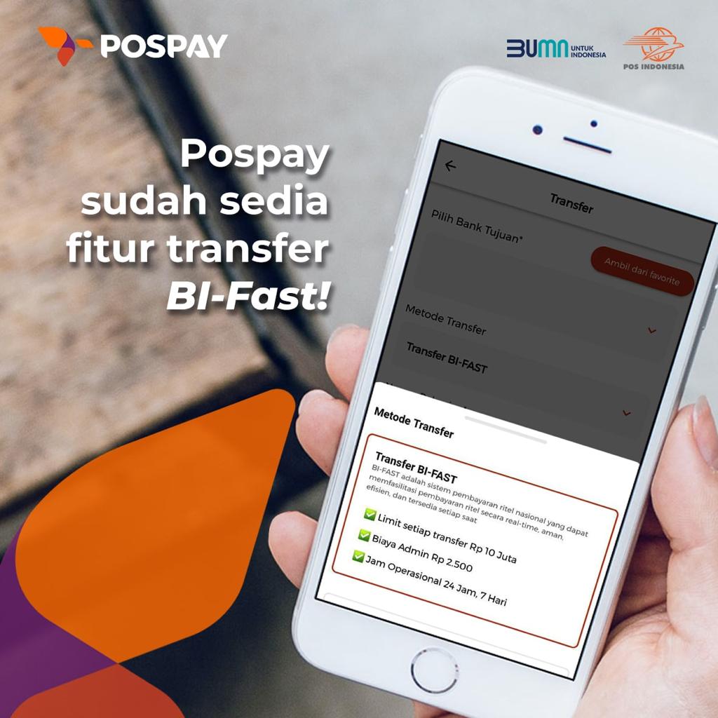 Pospay, layanan superapps dari jasa keuangan dari PT Pos Indonesia (Persero), kini sediakan fitur transfer BI-Fast. 