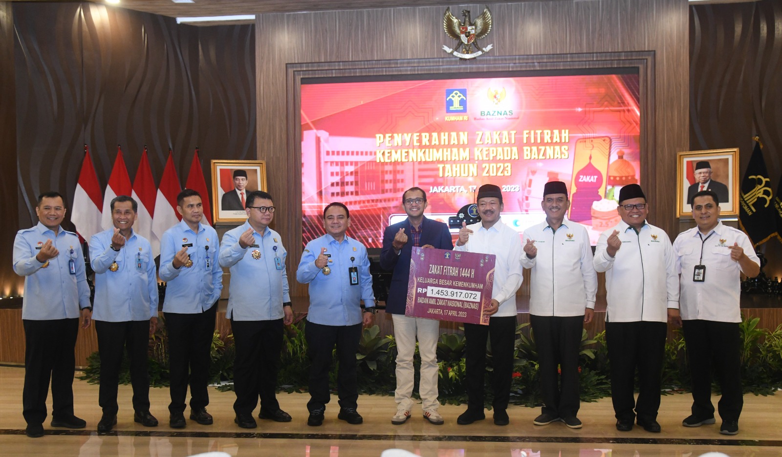 Kemenkumham Salurkan Zakat Rp1,4 Miliar melalui Baznas