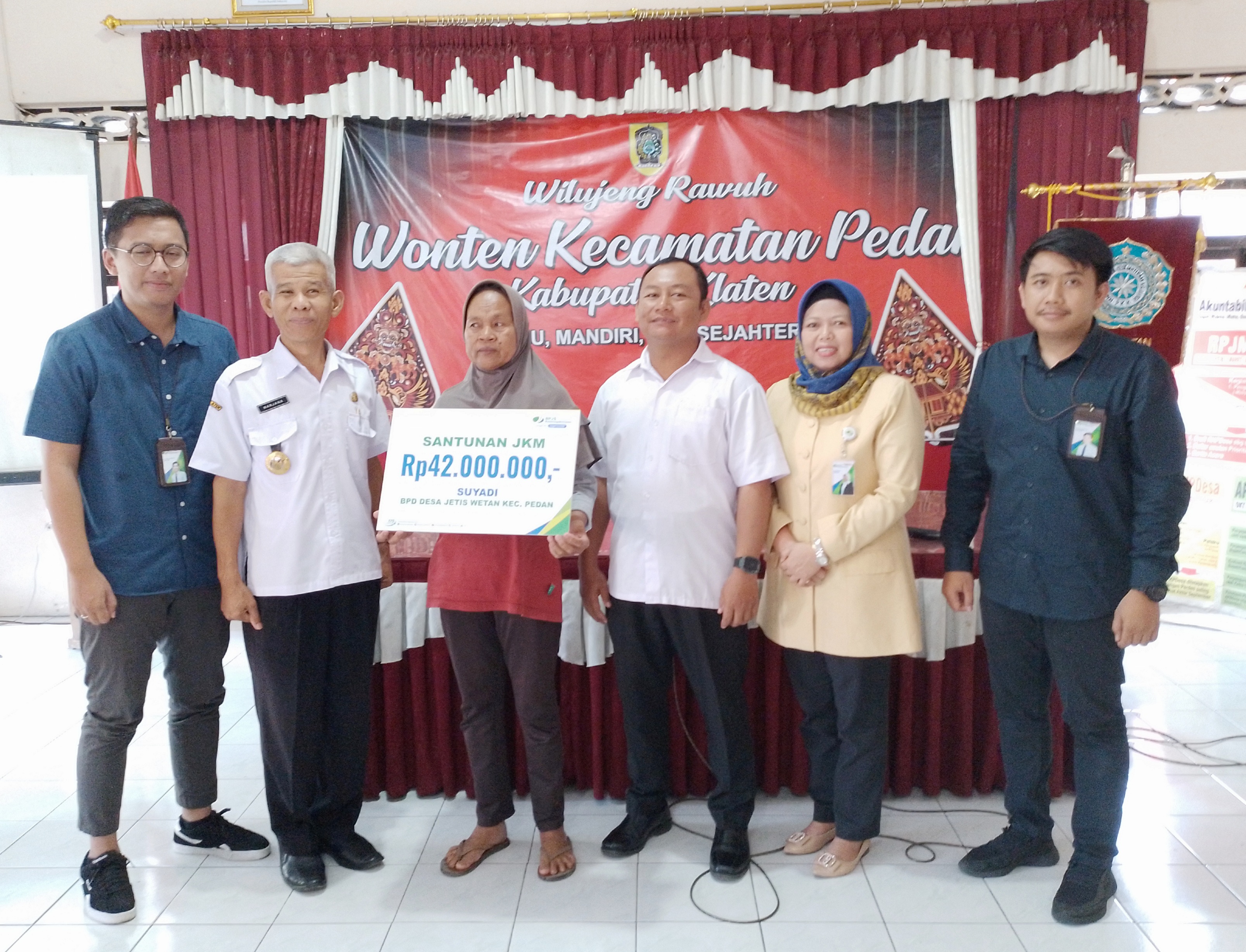 Ahli Waris Anggota BPD di Klaten Terima Santunan Rp42 Juta dari BPJS Ketenagakerjaan