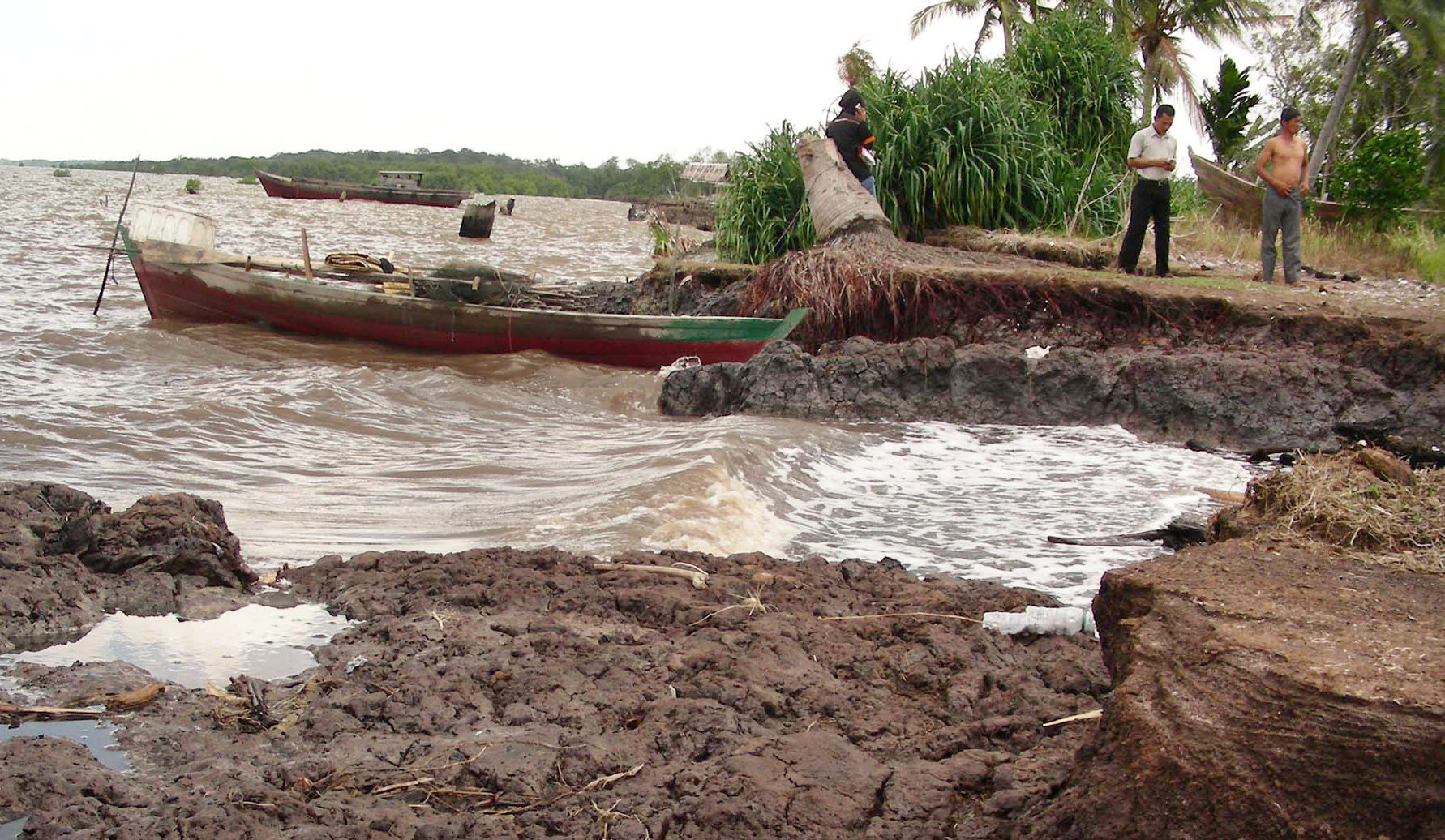 Daratan di Kabupaten Bengkalis, Riau, terkikis akibat abrasi.