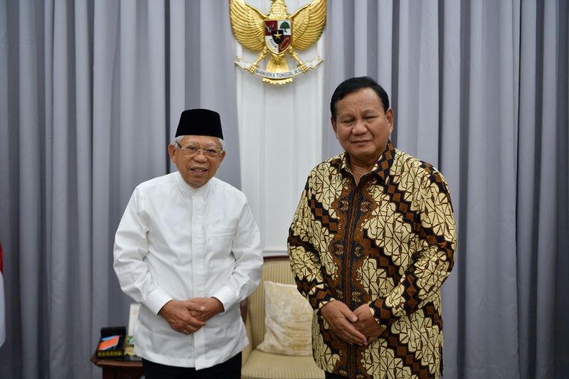 Wakil Presiden Maruf Amin menjamu Menteri Pertahanan Prabowo Subianto H+2 Lebaran.