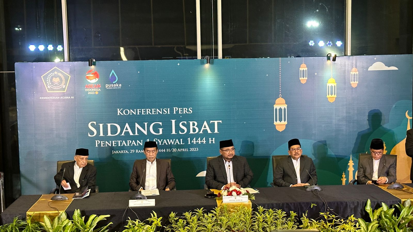 Suasana Konfresi Pers Sidang Isbat penentuan 1 Syawal 1444 Hijriah