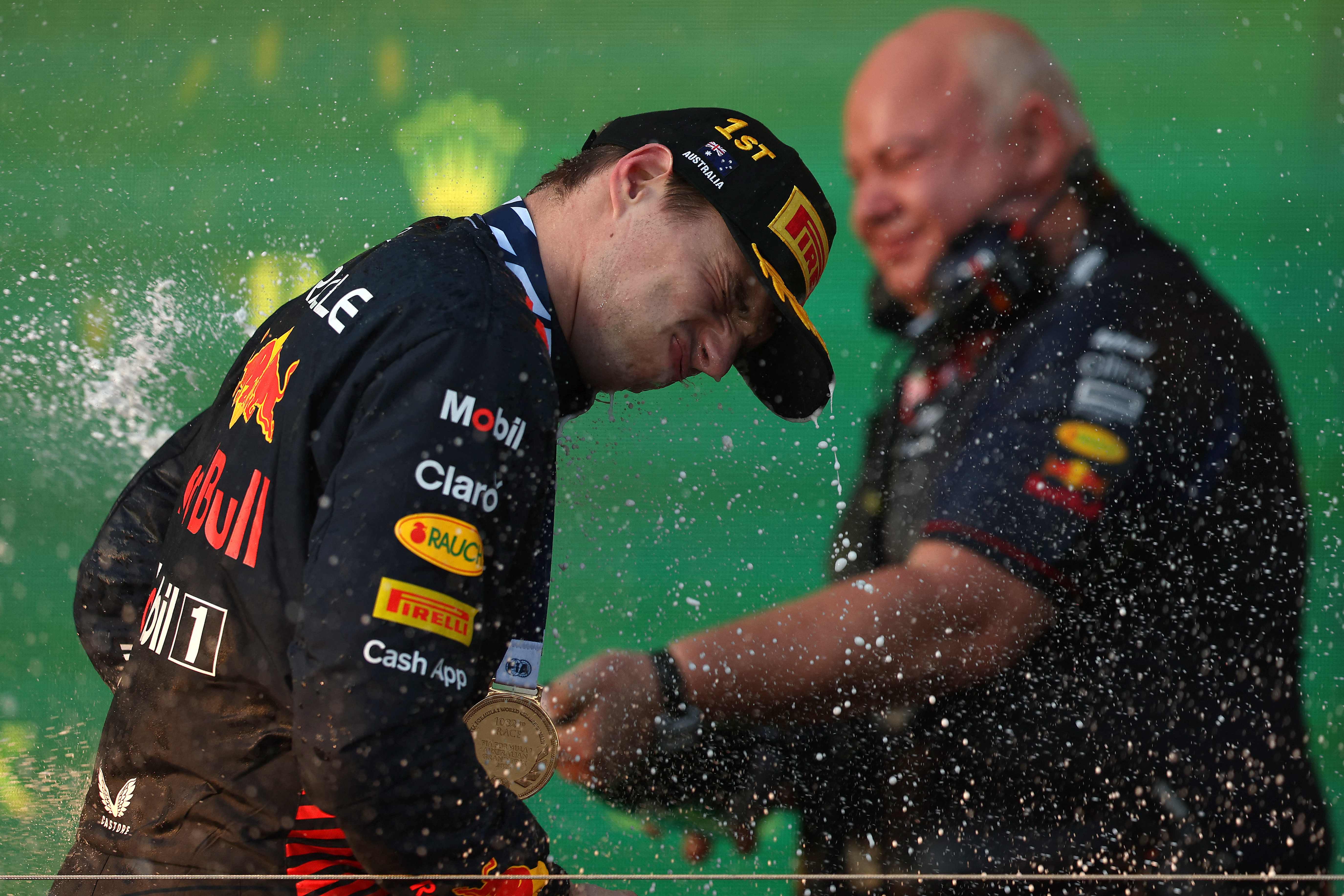 Pembalap Red Bull Max Verstappen di podium 1 GP Australia 2023