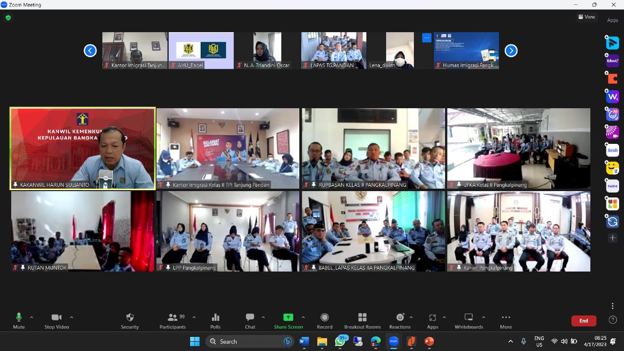 Apel pagi virtual jajaran Kemenkumham Babel
