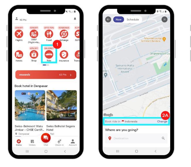 Aplikasi airasia pada layar telepon seluler.