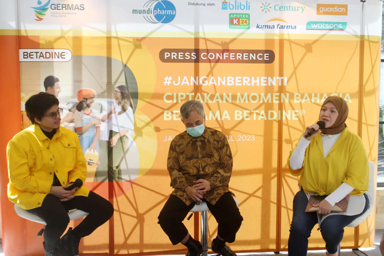 Acara Betadine Kampanyekan #JanganBerhenti Ciptakan Momen Bahagia di Jakarta, Kamis (13/4).