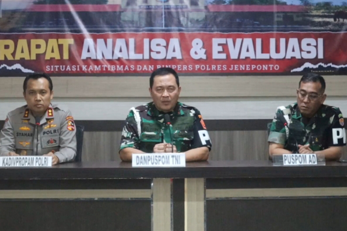 Konferensi pers di Mapolres Jeneponto, Sulawesi Selatan terkait kasus Jeneponto.