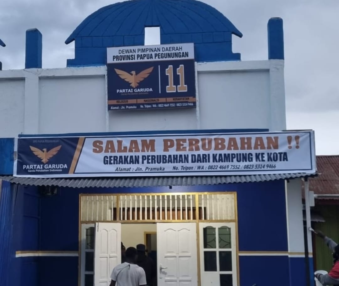 Kantor DPD Partai Garuda Papua Pegunungan di Kabupaten Jayawijaya.