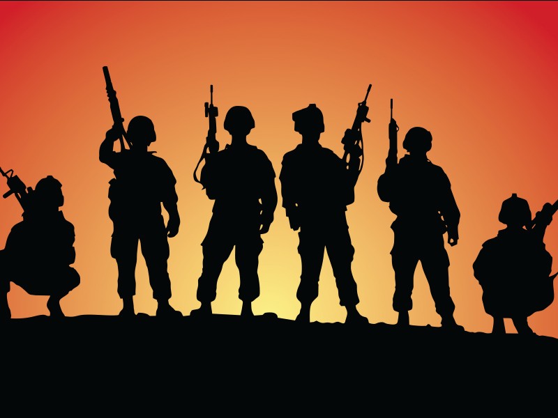 Ilustrasi tentara bersenjata lengkap