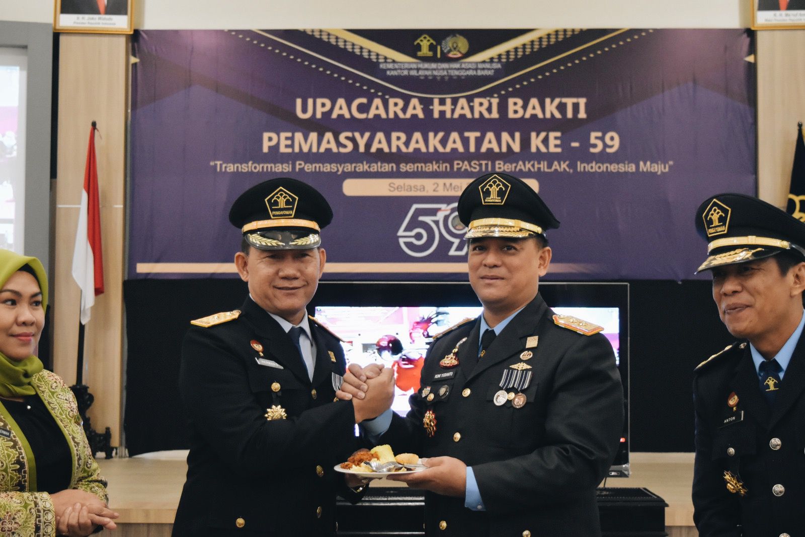 Acara Upacara Hari Bakti Pemasyarakatan Ke-59 yang digelar di Kanwil Kemenkumham NTB. 