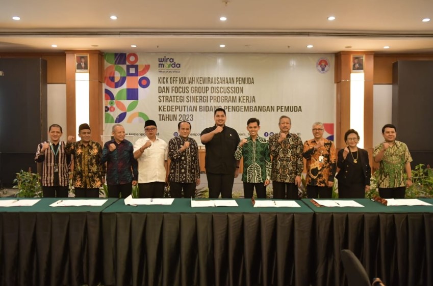 Kuliah Kewirausahaan Pemuda 2023 dan Focus Group Discussion Strategi Sinergi Program Kerja Kedeputian Bidang  Pengembangan Pemuda 2023.