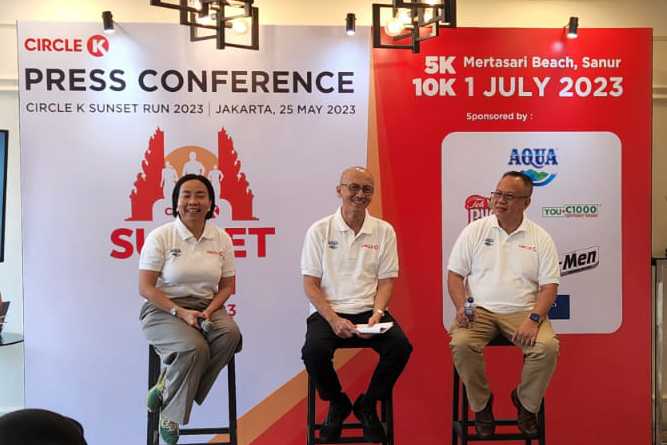 Konferensi pers Circle K Sunset Run Bali 2023 di Jakarta, Kamis (25/5).