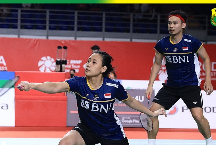 Pasangan ganda campuran Rinov Rivaldy/Pitha Haningtyas Mentari di Malaysia Masters 2023