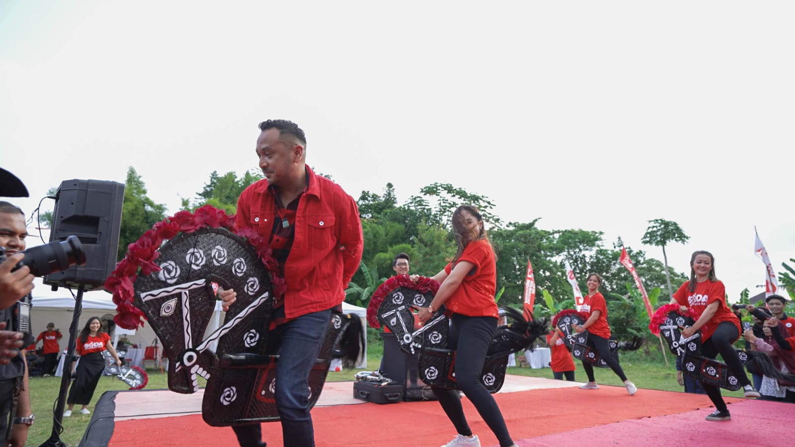 Ketua Umum DPP PSI, Giring Ganesha, di sela-sela acara Soda Fest di Sleman, Yogyakarta, Sabtu (27/5).