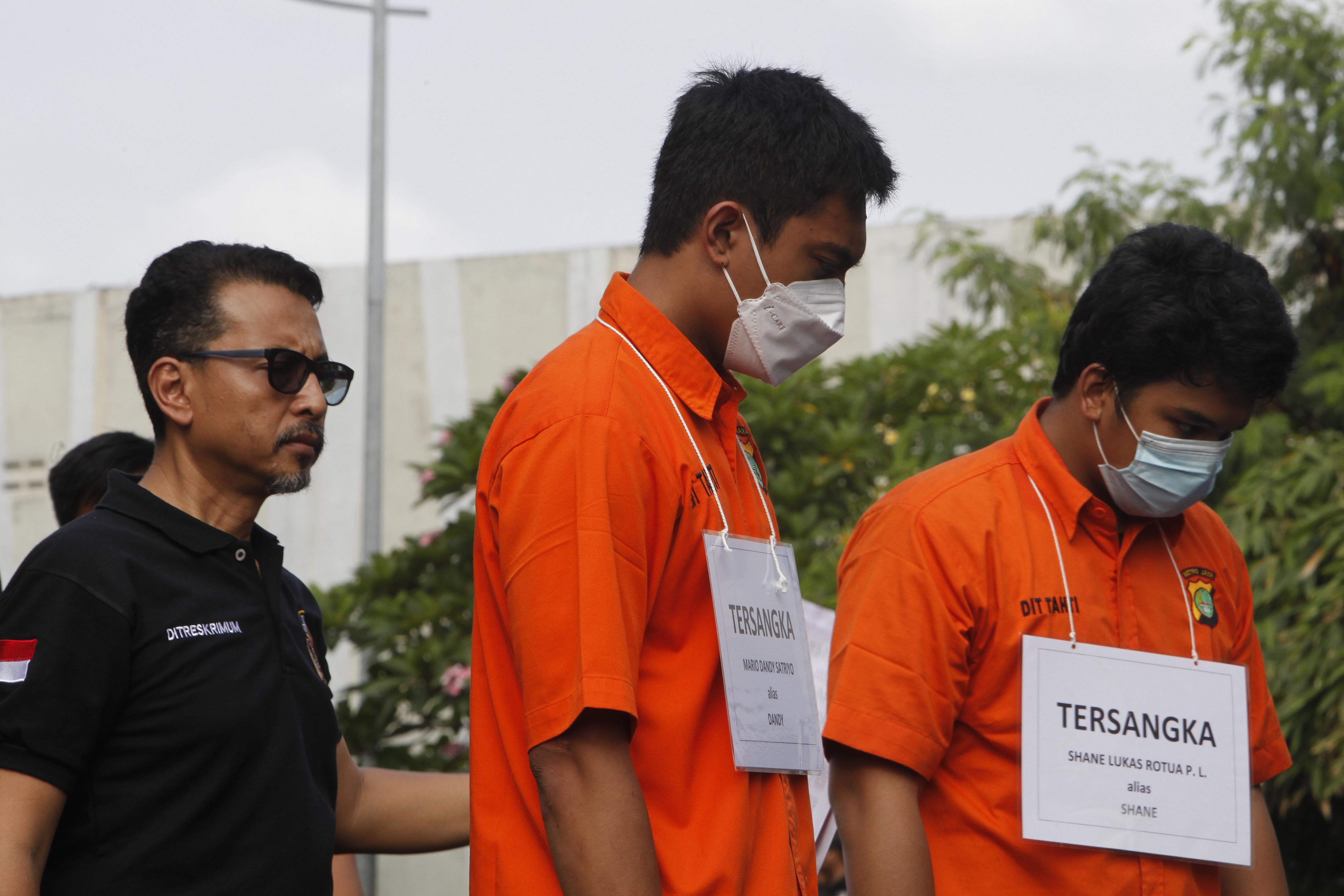 Tersangka kasus penganiayaan Mario Dandy Satri0 dan Shane Lukas saat menjalani rekonstruksi