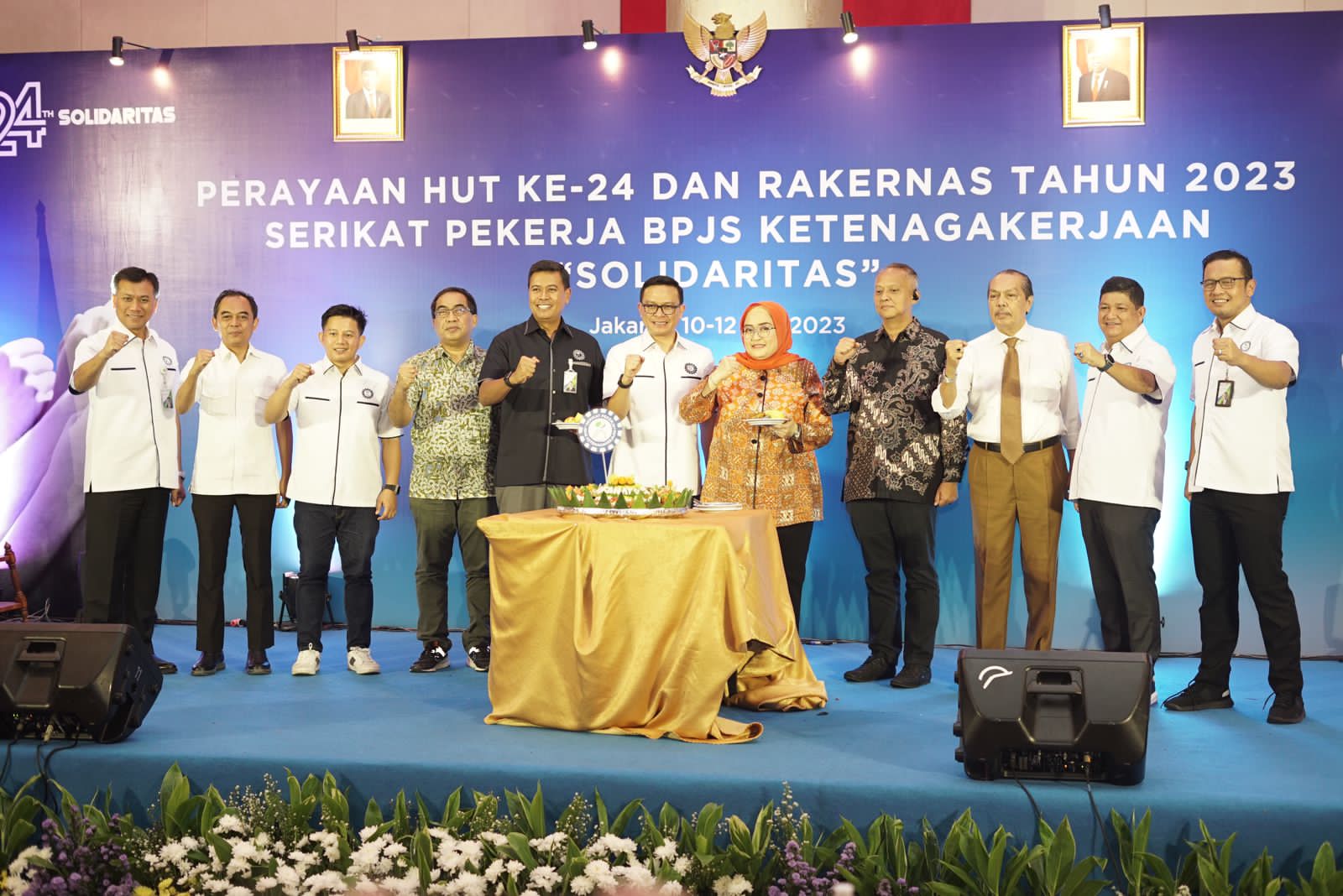 Kegiatan HUT ke-24 dan Rakernas SP BPJS TK Tahun 2023 di Jakarta, Kamis (11/5).  