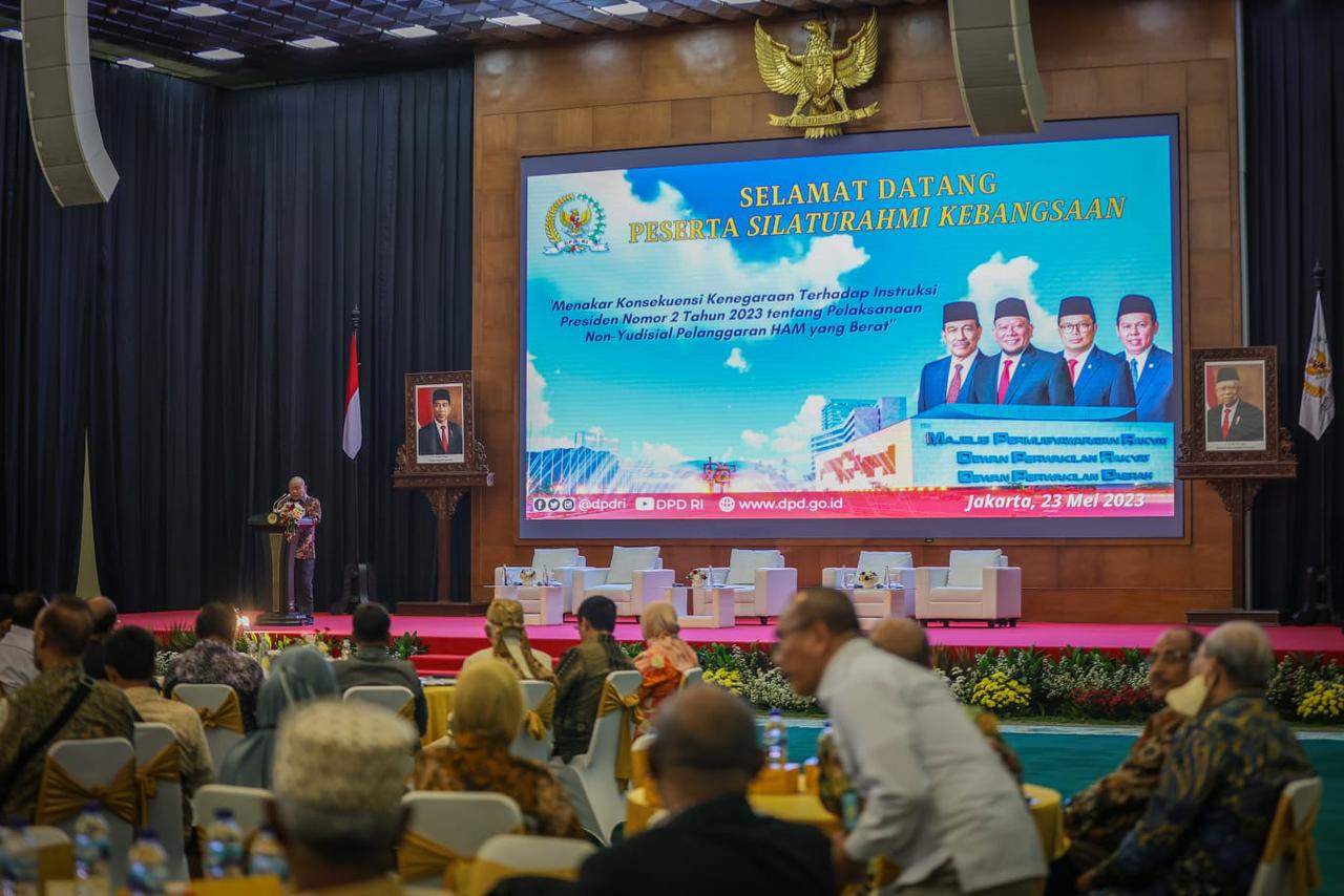 Silaturahmi Kebangsaan DPD RI di Gedung Nusantara IV, Komplek Parlemen, Senayan, Jakarta, Selasa (23/5/2023).