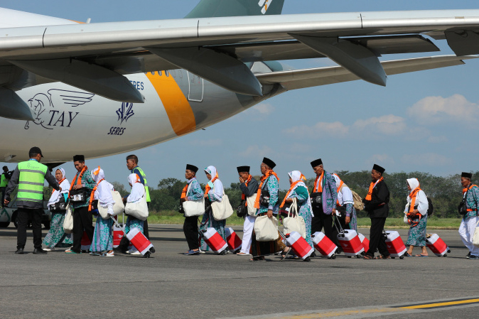 Ilustrasi keberangkatan jemaah haji ke Arab Saudi.