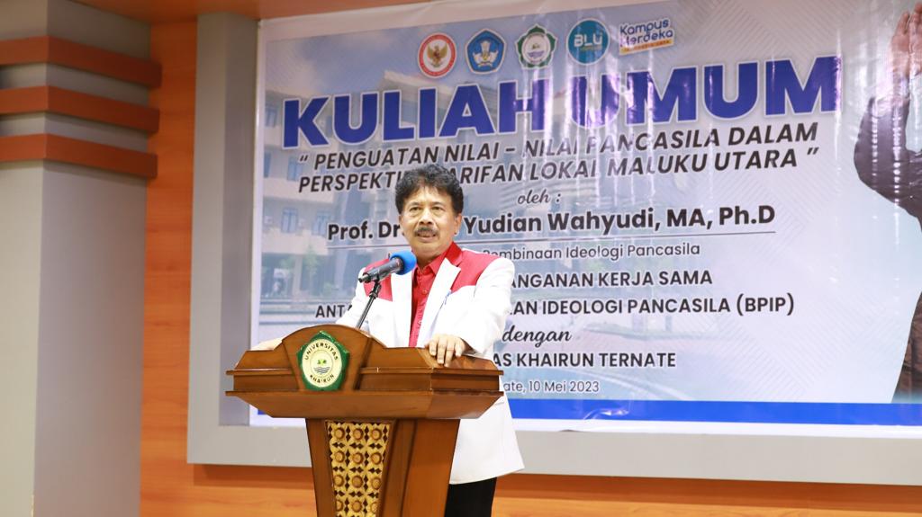 Kepala BPIP Prof. Drs. K.H. Yudian Wahyudi, M.A., Ph.D memberi pemaparan dalam Pembinaan Ideologi Pancasila di Ternate.