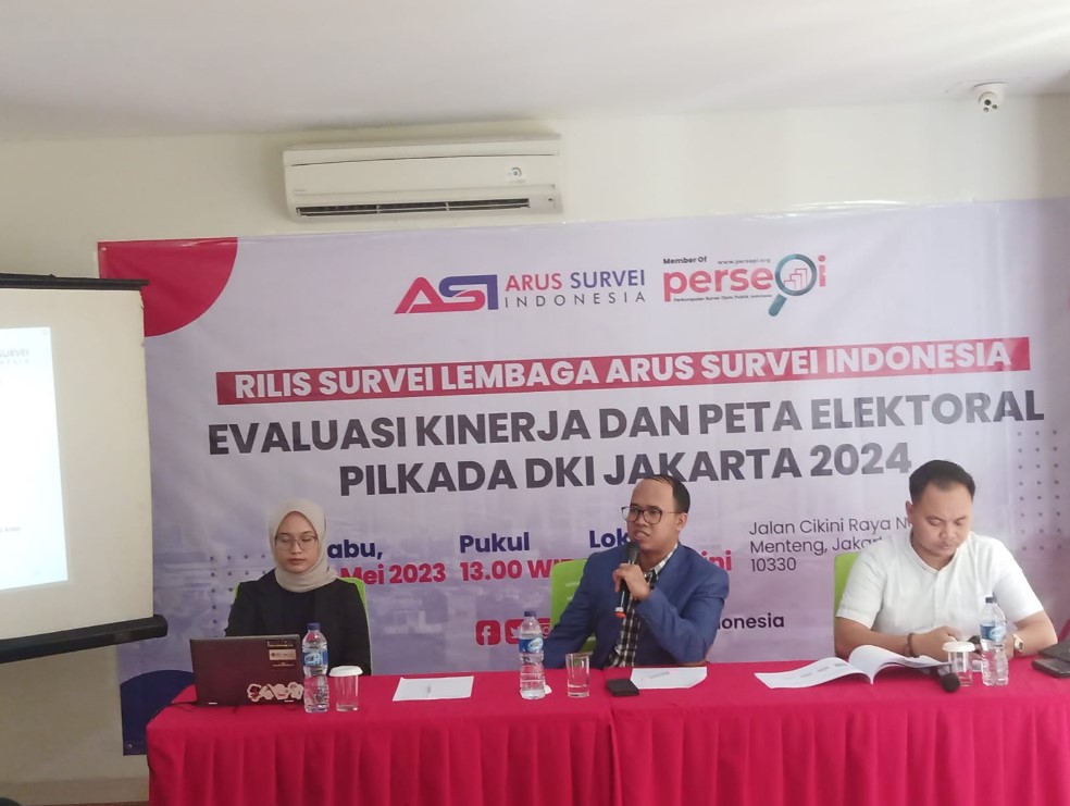 Rilis survei ASI soal evaluasi kinerja dan peta elektoral Pilkada DKI Jakarta 2024.