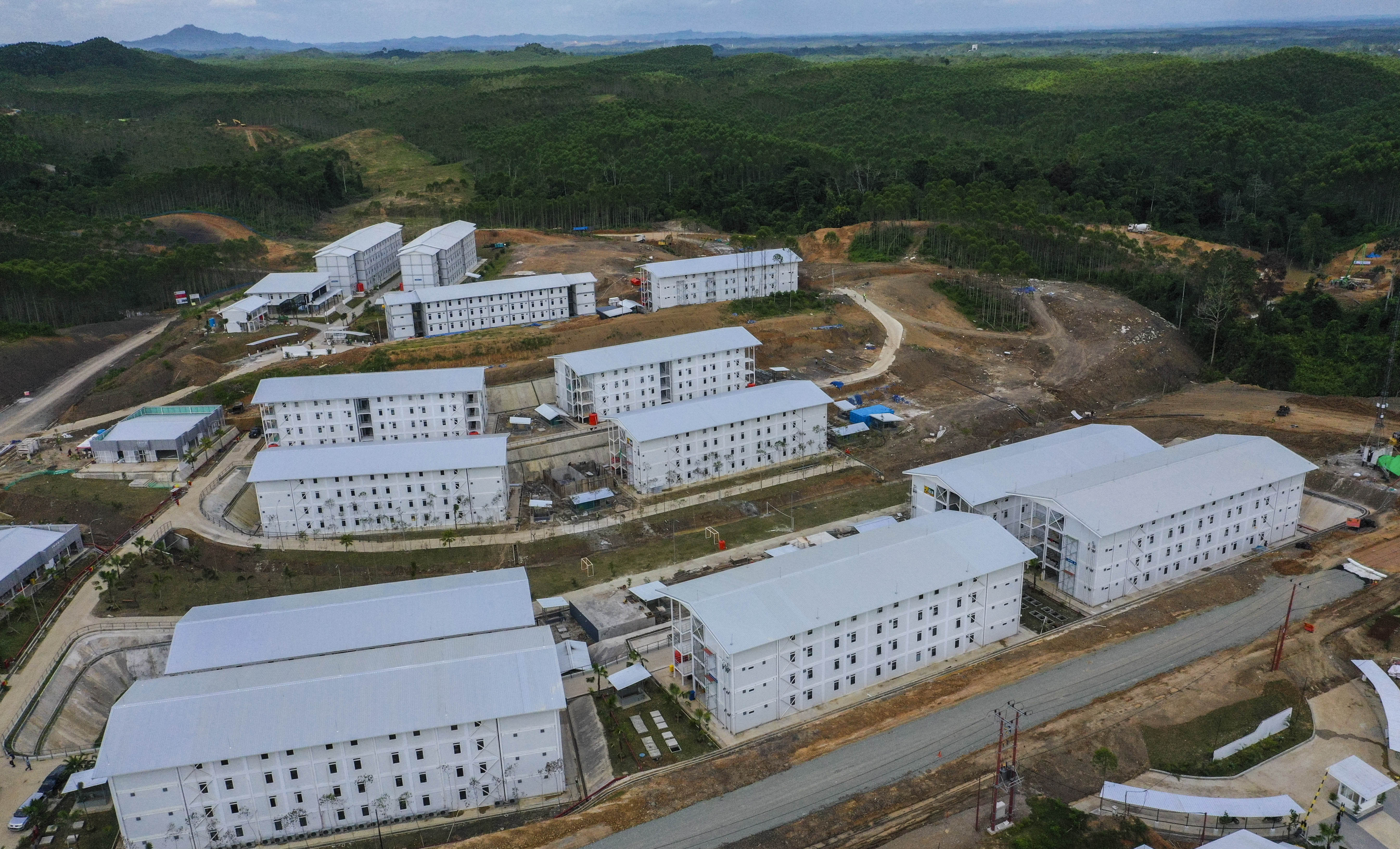 Foto aerial hunian pekerja konstruksi IKN di Kabupaten Penajam Paser Utara,