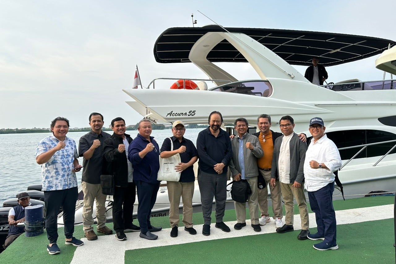 Foto pertemuan Surya Paloh dengan pimpinan parpol koalisi.