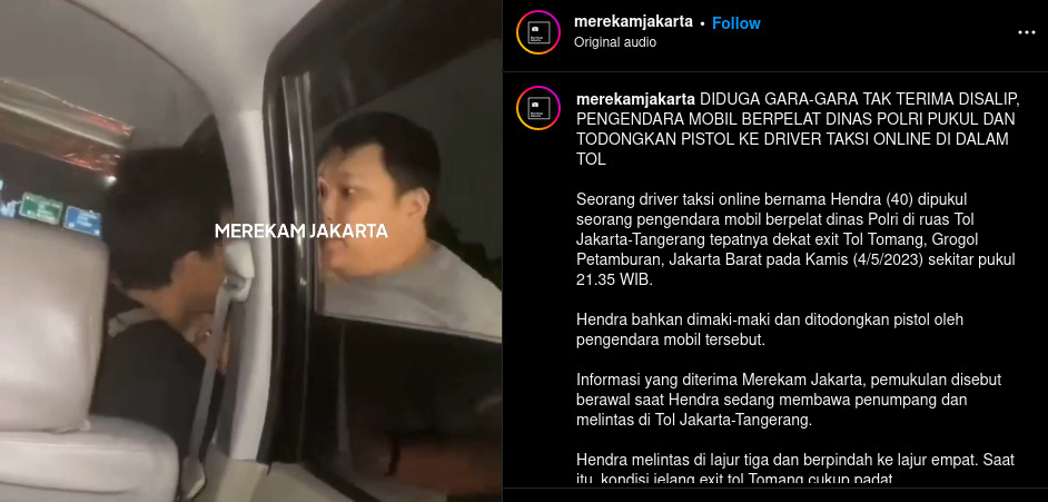 Aksi penodongan senjata api di tol Tomang, Jakarta Barat.