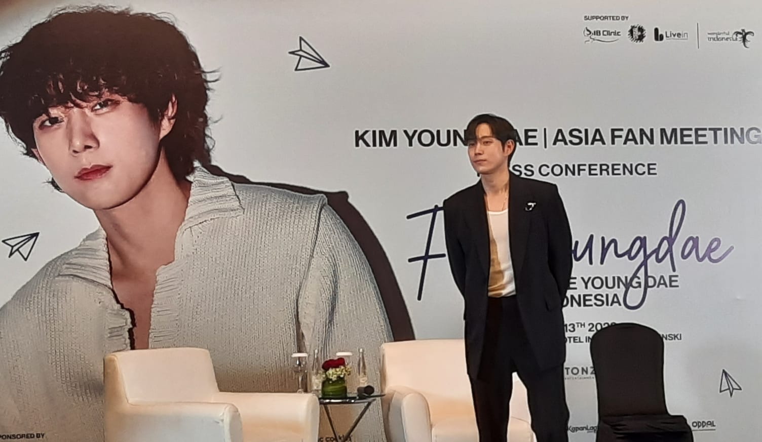Aktor asal Korea Selatan Kim Young Dae pada acara jumpa fans di Kempinski, Jakarta, Sabtu (13/5). 