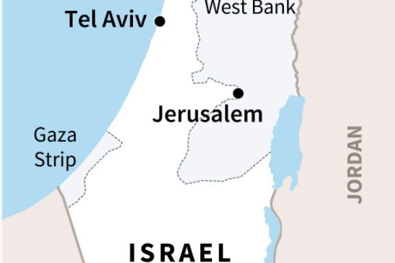 Peta Israel, Tepi Barat, dan Jalur Gaza.