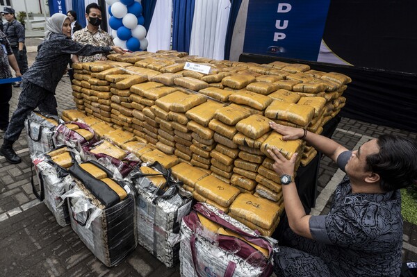 Ilustrasi pemusnahan sabu dan ganja.