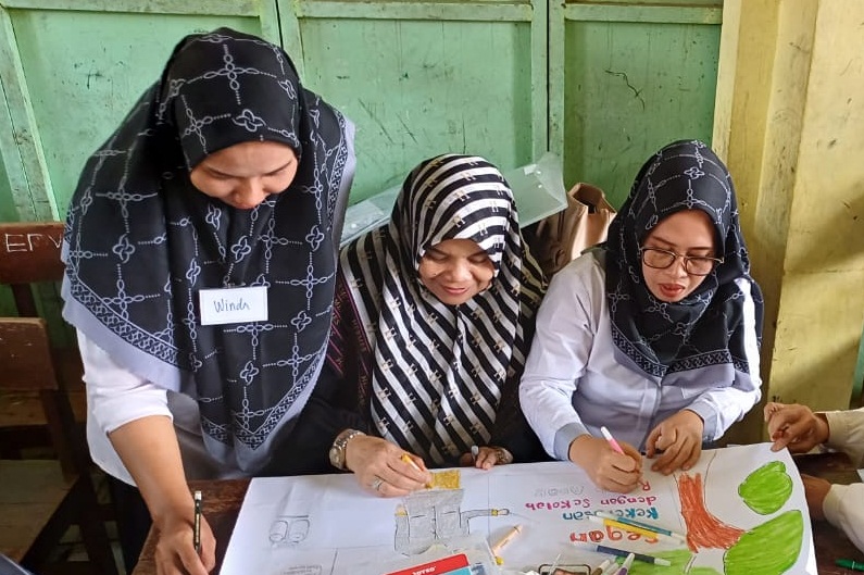 Kegiatan Psikoedukasi Sekolah Ramah Anak (SRA) dosen Pendidikan Psikologi UNJ di Bogor, Jawa Barat.