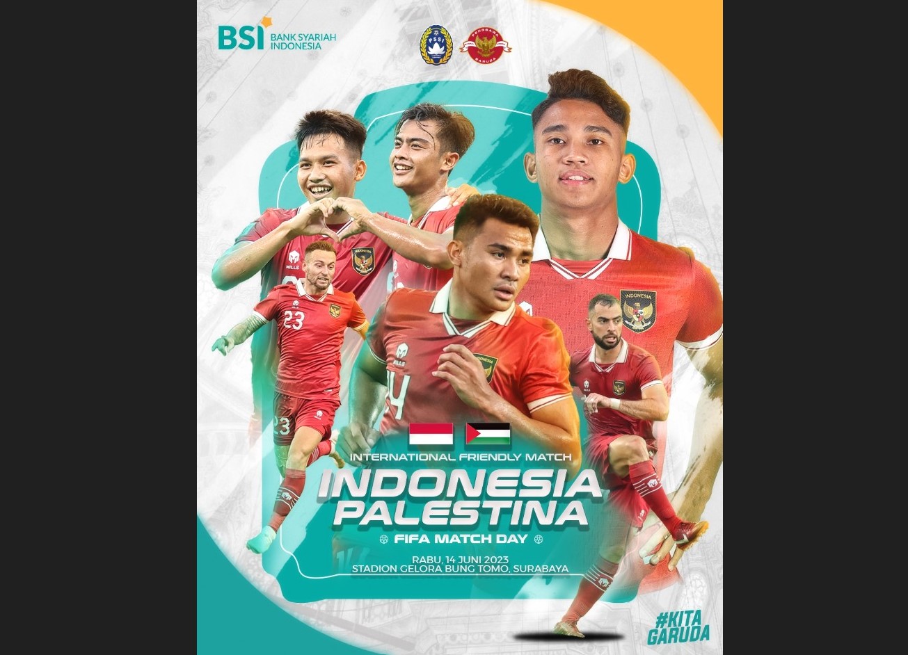 Poster laga persahabatan antara timnas Indonesia dan timnas Palestina