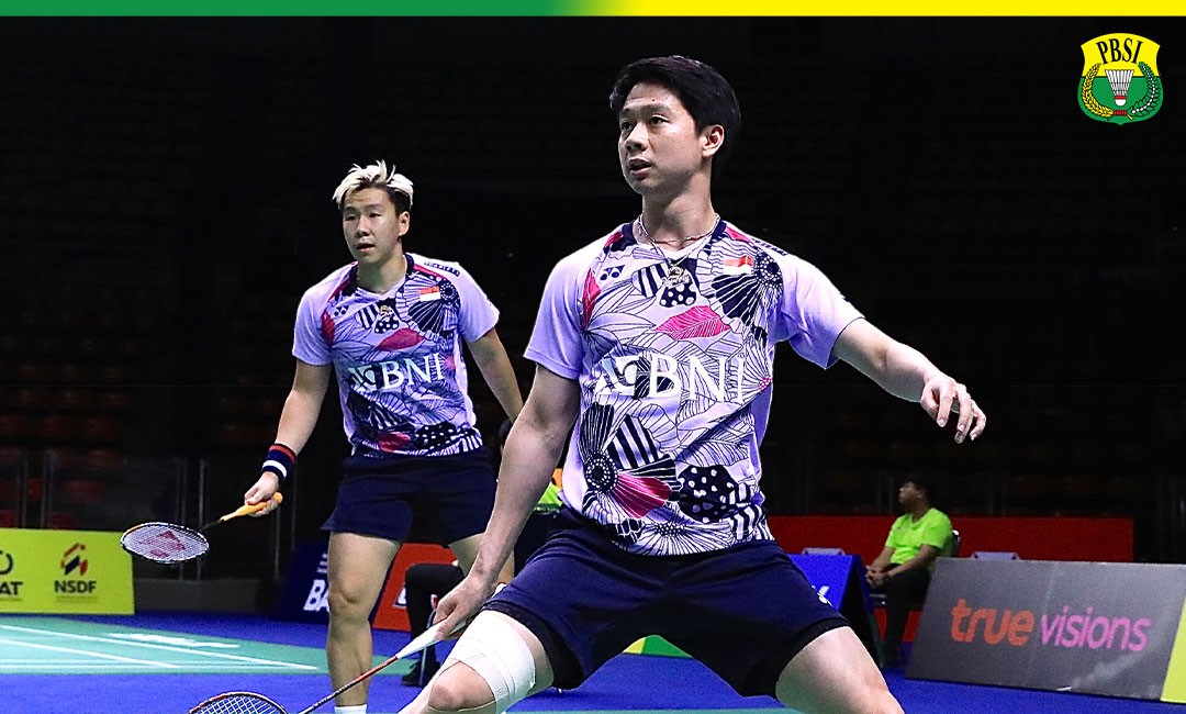  Marcus Fernaldi Gideon/Kevin Sanjaya Sukamuljo melaju ke semifinal Thailand Terbuka 2023, seusai menekuk pasangan Korea Selatan.
