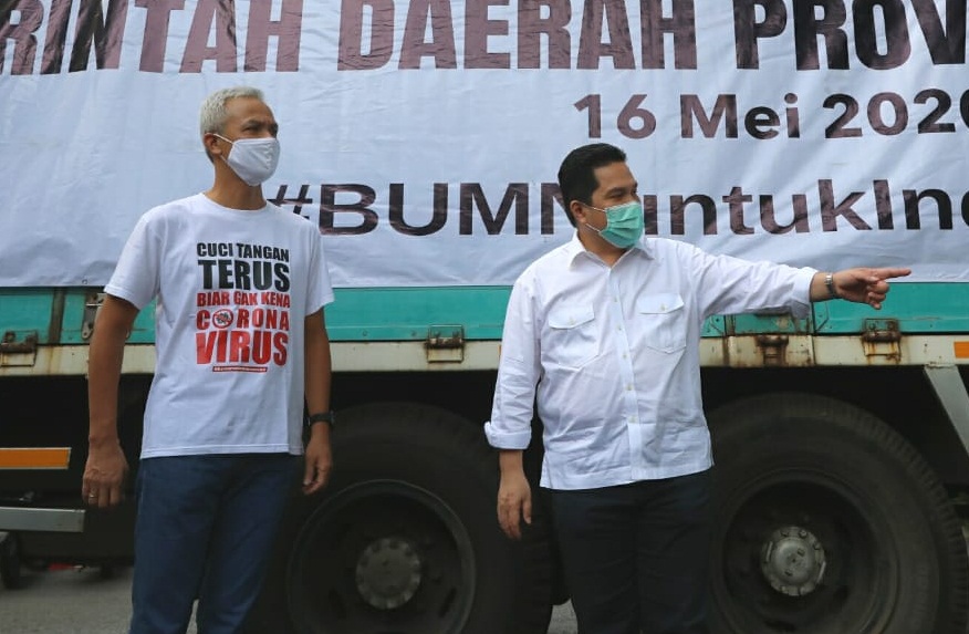 Ganjar Pranowo (kiri), Erick Thohir (kanan). 